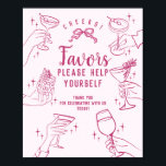 Roze  Cocktail Party Favorieten Teken Poster<br><div class="desc">Cheers! Dit moderne, op het midden van de eeuw geïnspireerde cocktailfeestdecor heeft kleurrijke handen met klassieke cocktails, waardoor u een vleugje charme krijgt. Perfect voor een verfijnde speakeasy-stijl bijeenkomst of een retro happy hour, dit ontwerp zet de scène voor de gasten om een glas te heffen en te genieten van...</div>