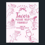 Roze  Cocktail Party Favorieten Teken Poster<br><div class="desc">Cheers! Dit moderne, op het midden van de eeuw geïnspireerde cocktailfeestdecor heeft kleurrijke handen met klassieke cocktails, waardoor u een vleugje charme krijgt. Perfect voor een verfijnde speakeasy-stijl bijeenkomst of een retro happy hour, dit ontwerp zet de scène voor de gasten om een glas te heffen en te genieten van...</div>