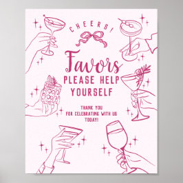 Roze  Cocktail Party Favorieten Teken Poster