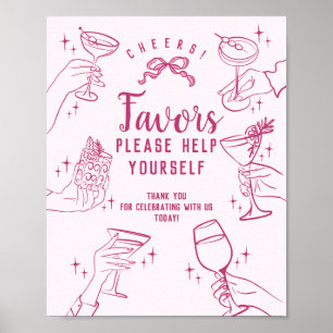 Roze  Cocktail Party Favorieten Teken Poster