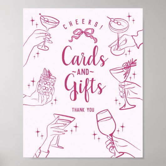 Roze Cocktail Party Kaarten en Geschenken Teken Poster (Voorkant)