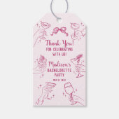 Roze Cocktail Party Retro Bachelorette Favoriet Cadeaulabel (Voorkant)