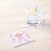 Roze Cocktail Party Retro Verjaardagsfeest Kartonnen Onderzetters (Insitu)