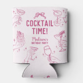 Roze Cocktail Party Retro Verjaardagsgunsten Blikjeskoeler (Achterkant)