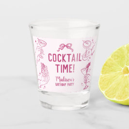 Roze Cocktail Party Retro Verjaardagsgunsten Shot Glas