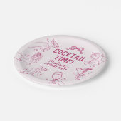 Roze Cocktail Party Verjaardagsfeest Borden Papieren Bordje (Gekanteld)