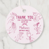 Roze Cocktail Party Verjaardagsfeestje Cirkel Bedankjes Labels (Achterkant)