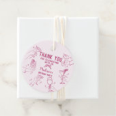 Roze Cocktail Party Verjaardagsfeestje Cirkel Bedankjes Labels (In situ)