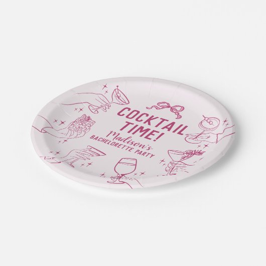 Roze Cocktail Party Verlovingsfeest Envelope Favor Papieren Bordje (Gekanteld)