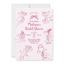 Roze Cocktail Party Vrijgezellenfeest Uitnodigen