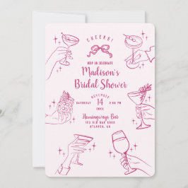 Roze Cocktail Party Vrijgezellenfeest Uitnodigen