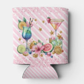 Roze Cocktail Snoep Glitter Verjaardag Blikjeskoeler (Achterkant)