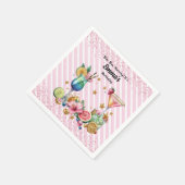 Roze Cocktail Snoep Glitter Verjaardag Servet (Hoek)