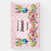 Roze Cocktail Snoep Glitter Verjaardag Spandoek (Verticaal)