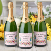 Roze Cocktail Snoep Glitter Verjaardag Sparkling Wijnetiket