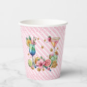 Roze Cocktail Snoep Glitter Verjaardagspapier Cups Papieren Bekers (Voorkant)
