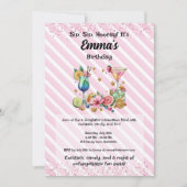 Roze Cocktail Snoep Glitter Verjaardagsuitnodiging Kaart (Voorkant)