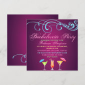 Roze Cocktail Tijd Bachelorette Feest Uitnodiging (Voorkant / Achterkant)