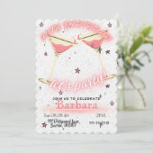 Roze Cocktail Uitnodiging 40e Verjaardag (Staand voorkant)