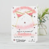 Roze Cocktail Uitnodiging 40e Verjaardag (Staand voorkant)