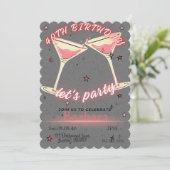 Roze Cocktail Uitnodiging 40e Verjaardag (Staand voorkant)