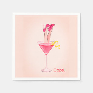Roze Cocktail Vrouw Hakken Grappig Servet