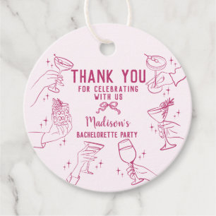 Roze Cocktailfeest Bruidsmeisje Dessert Bedankjes Labels