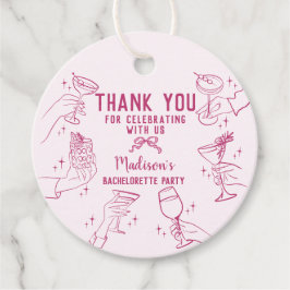 Roze Cocktailfeest Bruidsmeisje Dessert Bedankjes Labels