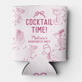 Roze Cocktailfeest Retro Bruidsmeisjesfeest Favore Blikjeskoeler