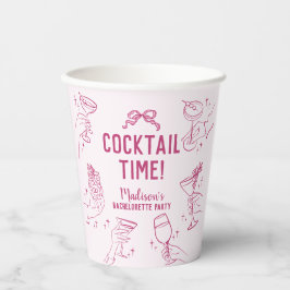 Roze Cocktailfeest Retro Meisjesfeest voor de Brui Papieren Bekers