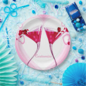 Roze cocktailglazen Borden Papieren Bordje (Feest)