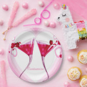 Roze cocktailglazen Borden Papieren Bordje (Feest)