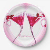 Roze cocktailglazen Borden Papieren Bordje (Voorkant)