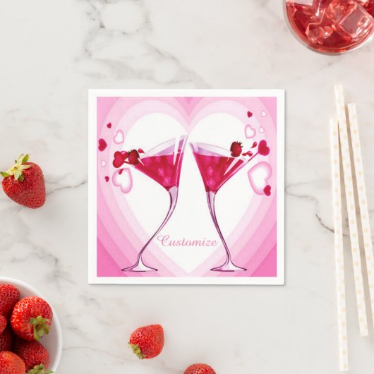 Roze Cocktailglazen Servetten (Insitu)