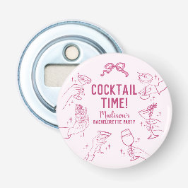 Roze Cocktailparty Verlovingsfeest Envelop Favorie Button Flesopener