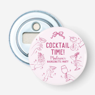 Roze Cocktailparty Verlovingsfeest Envelop Favorie Button Flesopener
