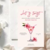 Roze Cocktails Bloemen Bruidsdouche Uitnodiging