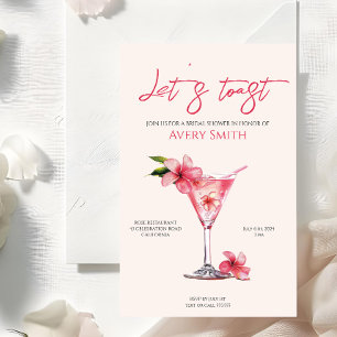 Roze Cocktails Bloemen Bruidsdouche Uitnodiging