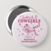 Roze Cocktails en Cowgirls Bachelorette Favorieten Ronde Button 4,0 Cm (Voorkant /achterkant)