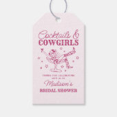 Roze Cocktails en Cowgirls Bruidsfeestcadeau Cadeaulabel (Voorkant)