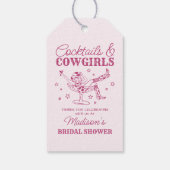 Roze Cocktails en Cowgirls Bruidsfeestcadeau Cadeaulabel (Achterkant)