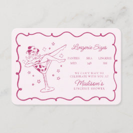 Roze Cocktails en Cowgirls Lingerie Maten Invoegen Informatiekaartje