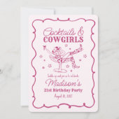 Roze Cocktails en Cowgirls Nash Bash Verjaardag Kaart (Voorkant)