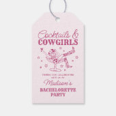 Roze cocktails en cowgirls Rodeo Bachelorette Cadeaulabel (Achterkant)