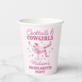Roze Cocktails en Cowgirls Rodeo Bachelorette-fees Papieren Bekers