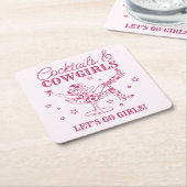 Roze cocktails en cowgirls Rodeo Bachelorette Kartonnen Onderzetters (Schuin)