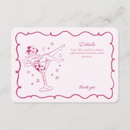Roze Cocktails en Cowgirls Rodeo Details Invoegen Informatiekaartje
