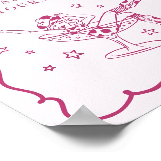 Roze Cocktails en Cowgirls Rodeo Favors Sign Poster (Hoek)