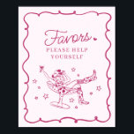 Roze Cocktails en Cowgirls Rodeo Favors Sign Poster<br><div class="desc">Maak je klaar om je bruid in echte Nashville-stijl te vieren met dit Cocktails en Cowgirls-Collectie! Met een chique cowgirl die in een cocktailglas loungt en speelse roze accenten, geeft het Nashville Girls Night-vibes. Pak je laarzen en je besties, want dit wordt een feest om te onthouden! ★ Laat me...</div>