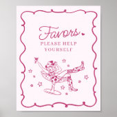 Roze Cocktails en Cowgirls Rodeo Favors Sign Poster (Voorkant)